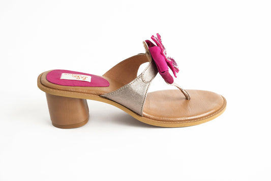 Sophisticated Heeled Sandals with Diamante Flower Strap