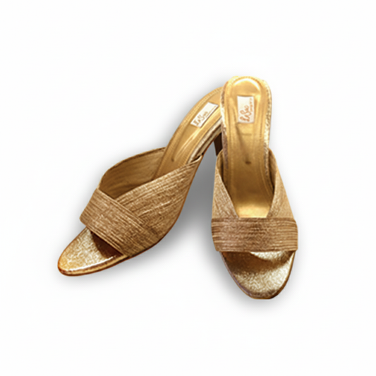 Elegant Golden-Toned Textured Heel