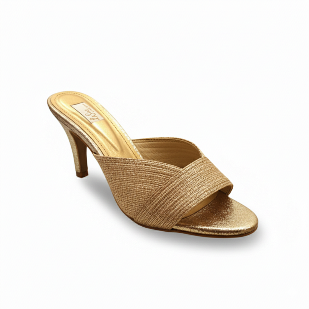 Elegant Golden-Toned Textured Heel