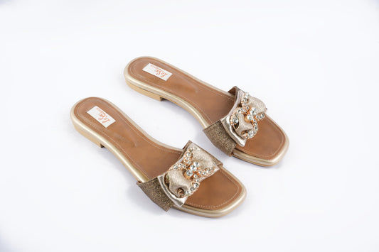 Leather Sandals with Mesh Bow Accent
