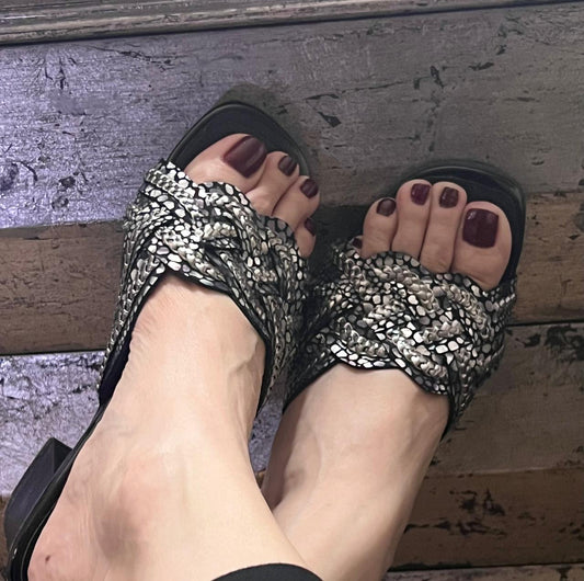 Animal Print Woven Block Heeled Sandals