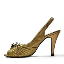 Load image into Gallery viewer, Pleated Bronze Peep Toe
